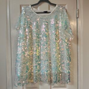 Torrid Iridescent Sequin White Blouse